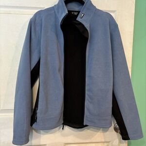 Outer Edge Jacket Womens Size L Blue Fleece Full Zip Drawstring Bottom L Pockets